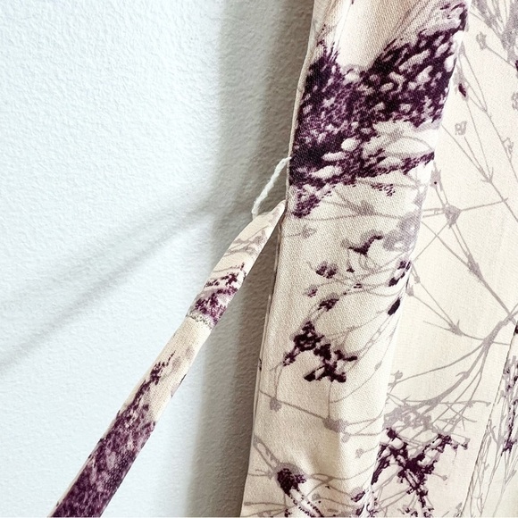 Vintage beige wine print sleeveless belted midi dress - Picture 7 of 11